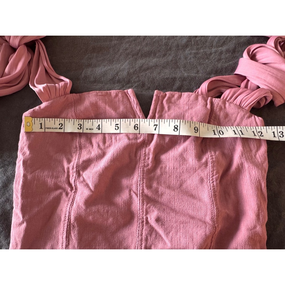 Free People Bodysuit Women XS Pink Mauve Tie Shoulder Corset Boho Chic - Picture 7 of 8
